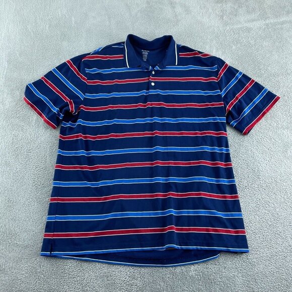 Chaps Golf Mens XL Polo Shirt Blue/Red/White Striped Short Sleeve 3556 - Picture 1 of 9